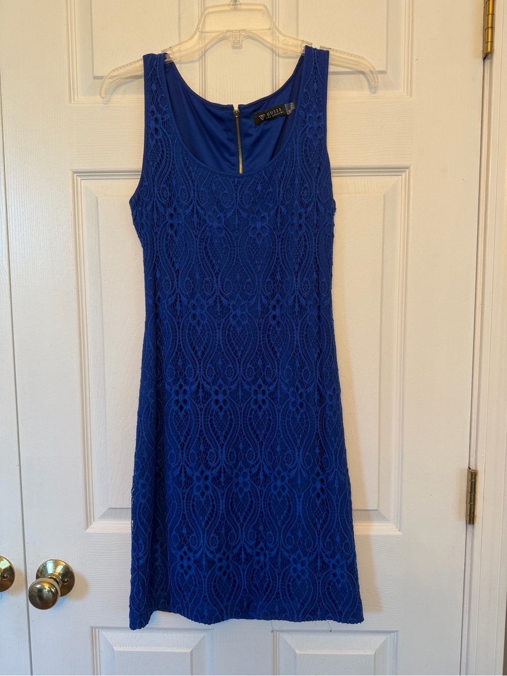 Guess Royal Blue Lace Midi Dress